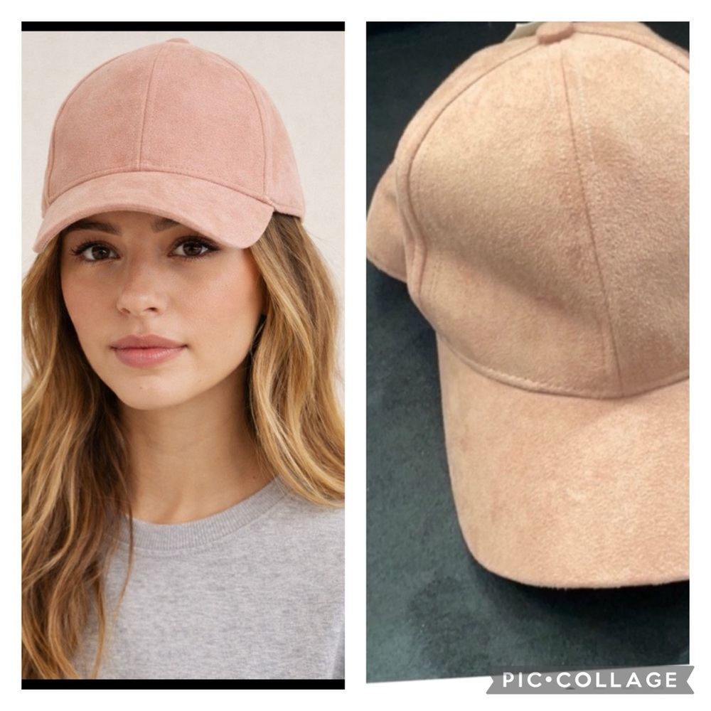 Pink faux suede cap hat